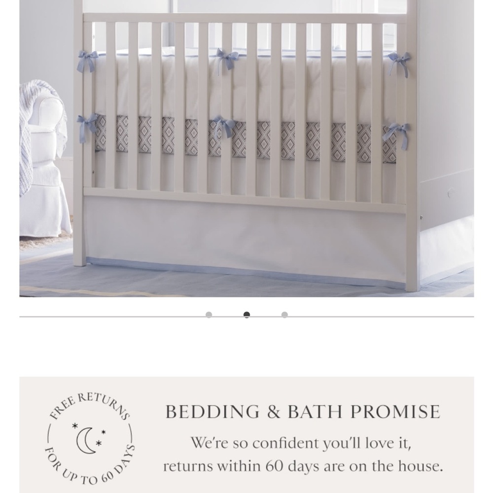 Serena & Lily border frame crib skirt in coastal blue